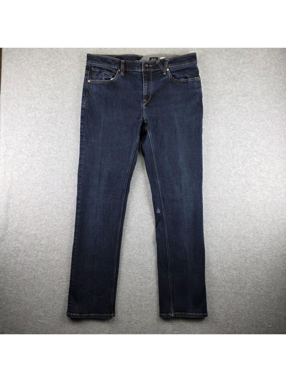 Volcom Solver Jeans Mens 36x32 Blue Dark Wash Straight Skate Denim Stretch